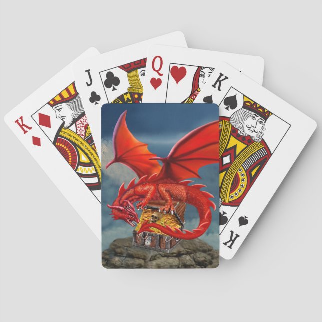 Die Schatztruhe des fliegenden roten Drachen Spielkarten (Rückseite)