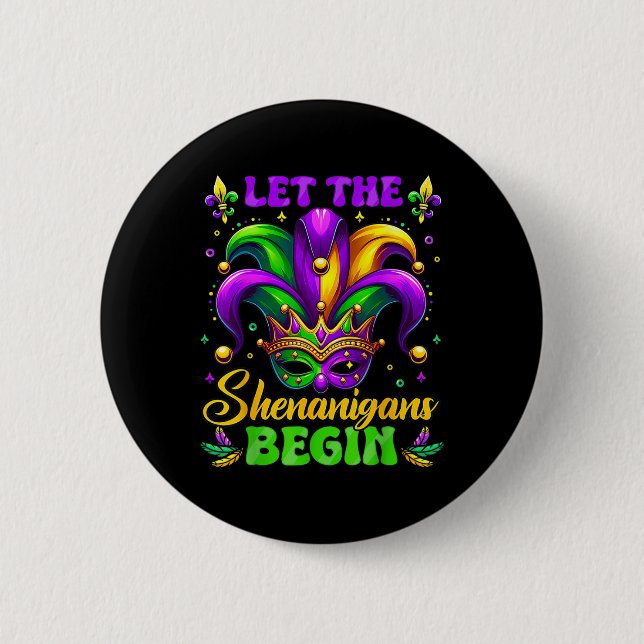 Die Schenanigans gelassen Mardi Gras 4 Button (Vorderseite)