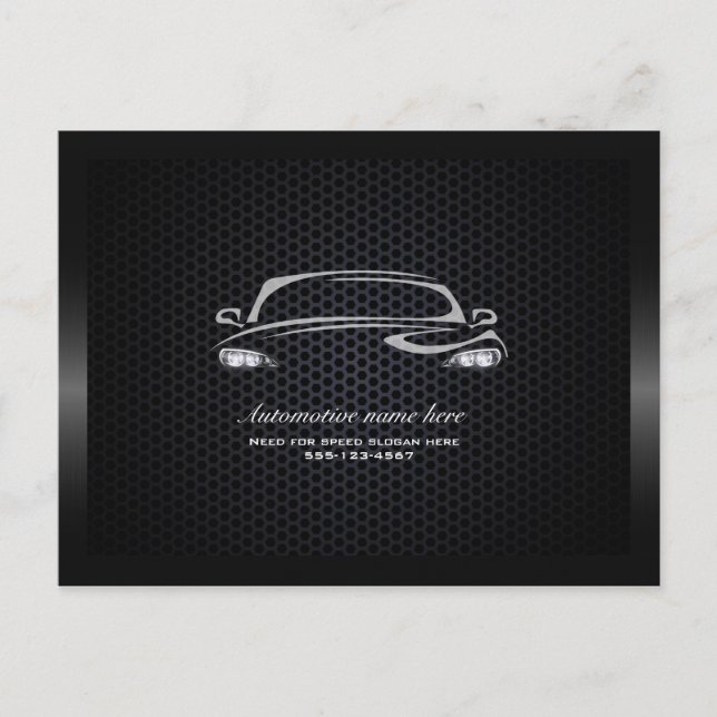 Die schicke, schwarz-minimalistische moderne Car-V Postkarte (Vorderseite)