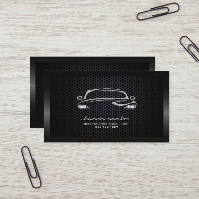 Die schicke, schwarz-minimalistische moderne Car-V Visitenkarte (Vorderseite/Rückseite Beispiel)