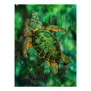Die Schildkröte des Grünen Meeres im Stile der Abo Poster