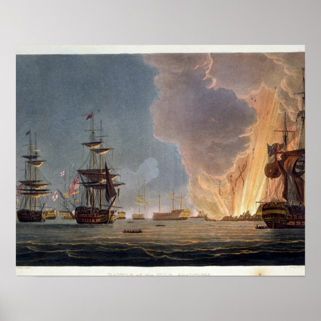 Die Schlacht am Nil, 1. August 1798, graviert Poster (Vorne)