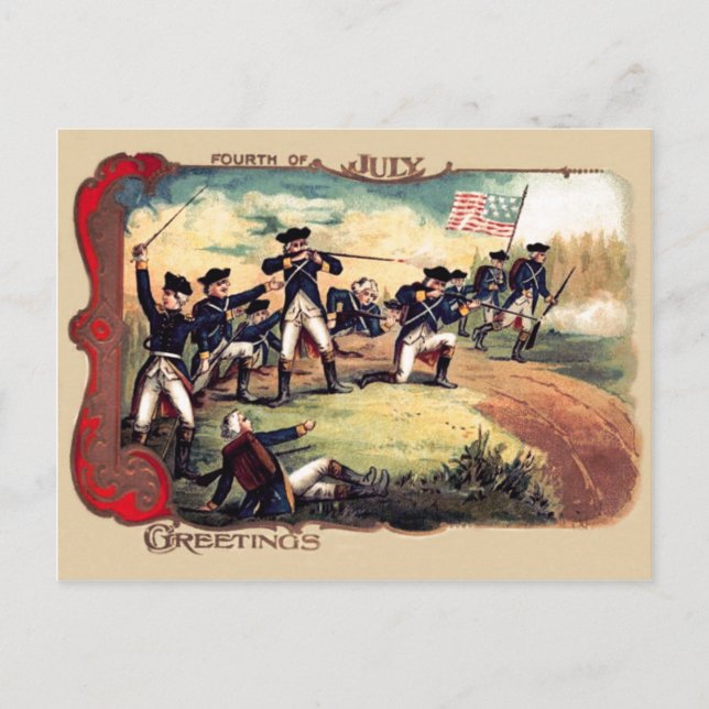 Die Schlacht der Amerikaner im revolutionären Krie Postkarte (Vorderseite)