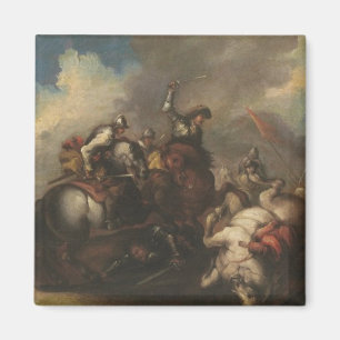 Die Schlacht der Kavalleriers (Öl auf Leinwand) Magnet