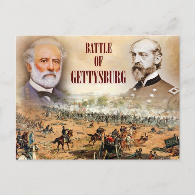 Die Schlacht von Gettysburg mit Lee und Meade Postkarte (Vorderseite)