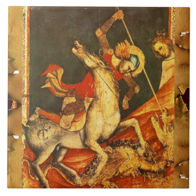 Die Schlacht von Saint George mit dem Drachen Fliese (Vorderseite)