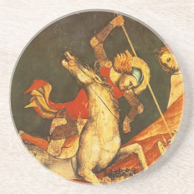 Die Schlacht von Saint George mit dem Drachen Sandstein Untersetzer (Vorne)