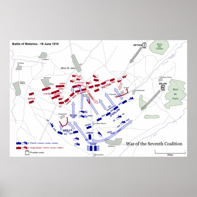 Die Schlacht von Waterloo Strategischer Plan 18. J Poster (Vorne)