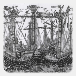 Die Schlacht von Zonchio 1499 Quadratischer Aufkleber