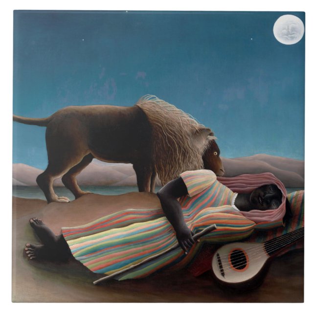Die schlafende Sinti und Roma, Henri Rousseau Fliese (Vorderseite)