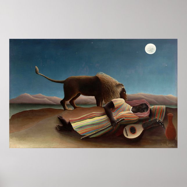 Die schlafende Sinti und Roma, Henri Rousseau Poster (Vorne)