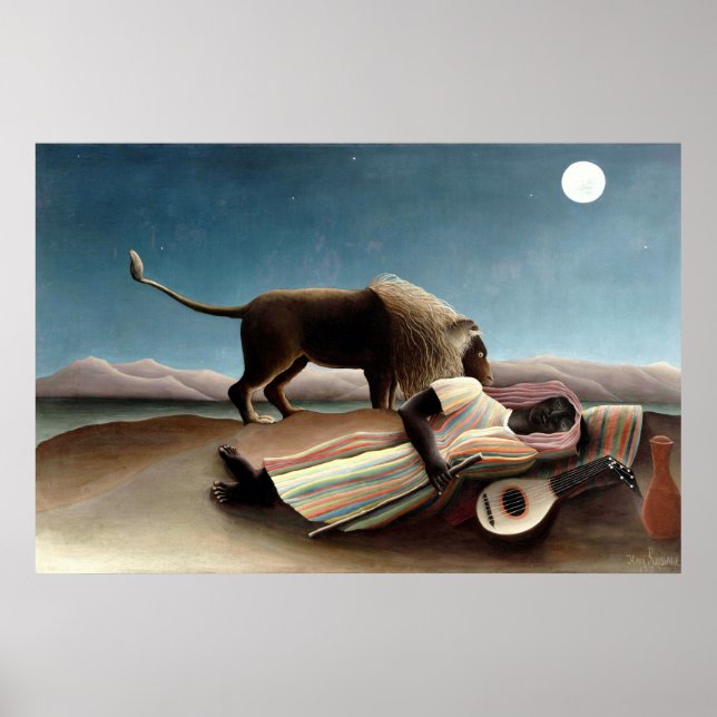 Die schlafende Sinti und Roma von Henri Rousseau Poster (Vorne)
