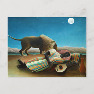 Die schlafende Zigeunerin von Henri Rousseau (1897 Postkarte