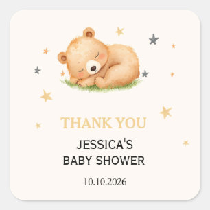 Die schlafenden Babybär-Baby-Shower-Schaumplatten Quadratischer Aufkleber