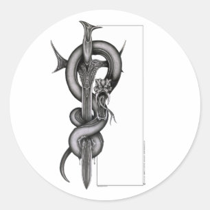 Die Schlange und das Schwert Runder Aufkleber