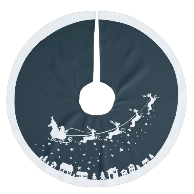 Die Schlittenhütte des Weihnachtsmanns fliegt über Polyester Weihnachtsbaumdecke (Vorderseite)