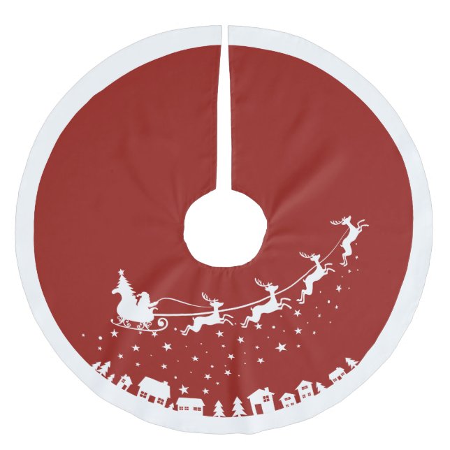 Die Schlittenhütte des Weihnachtsmanns fliegt über Polyester Weihnachtsbaumdecke (Vorderseite)