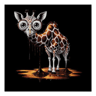 Die schmelzende Giraffe Lustige Surreal Art Design Poster