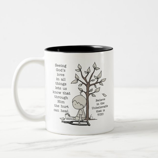 Die Schmerzen können heilen Zweifarbige Tasse (Links)
