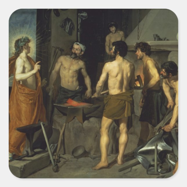 Die Schmiede von Vulkan, 1630 Quadratischer Aufkleber (Vorderseite)