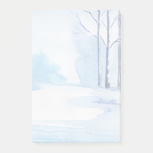 Die Schneeszene der Aquarellwinterbären Post-it Klebezettel (Vorderseite)