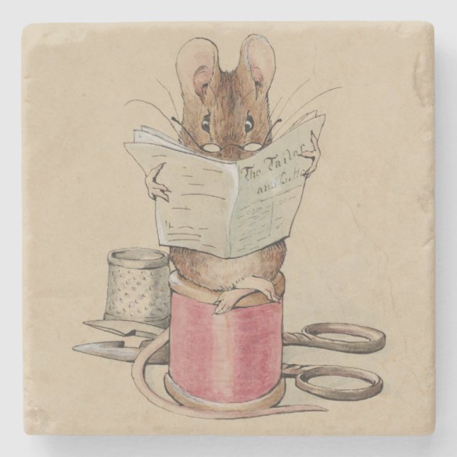 Die Schneidermäuse (von Beatrix Potter) Steinuntersetzer (Vorderseite)
