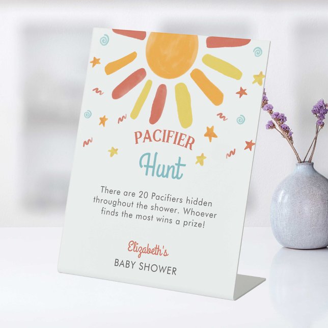 Die Schnuller-Jagd kommt hier zur Son Baby-Dusche Sockelschild (Von Creator hochgeladen)