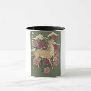 Die schöne Hirschkuh und Rosen Tasse