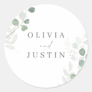 Die schöne Hochzeit: Grüne Leaf Elegance Hochzeit Runder Aufkleber