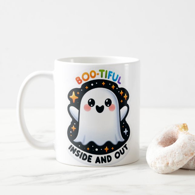 Die schöne Inside and Out Halloween Pun Tasse (Mit Donut)