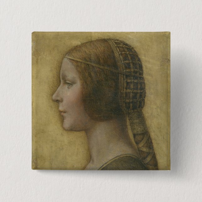 Die schöne Prinzessin (von Leonardo da Vinci) Button (Vorderseite)
