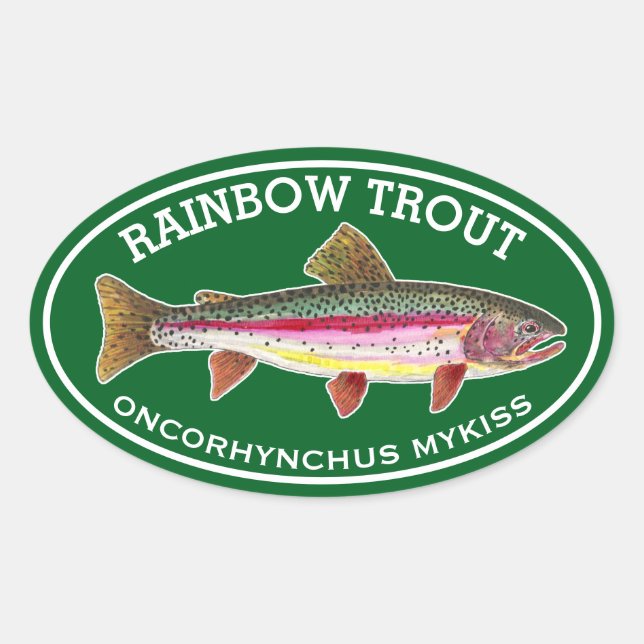 Die schöne Regenbogenforelle Ovaler Aufkleber (Vorderseite)