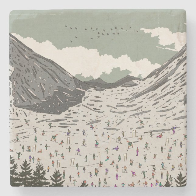 Die schöne Winter-Skilandschaft Steinuntersetzer (Vorderseite)