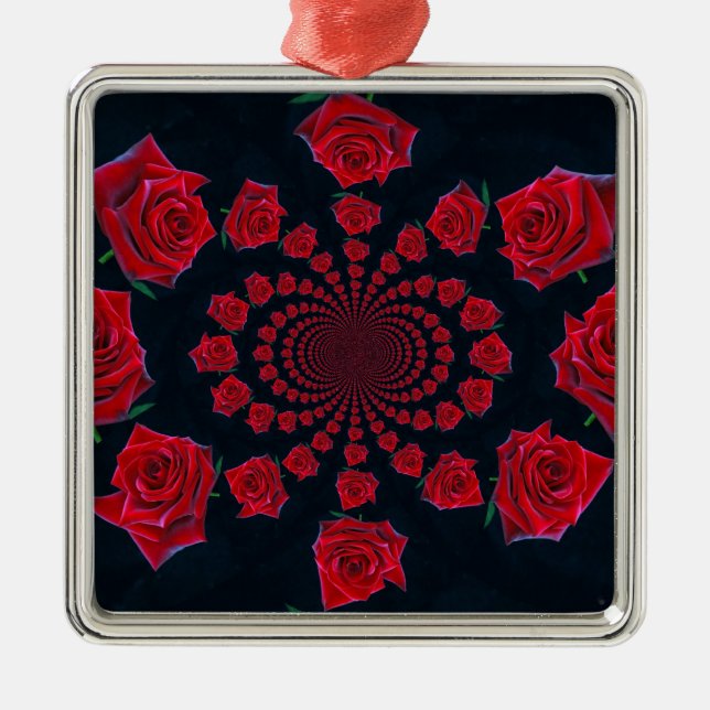 Die Schönheit der Rose: Blumenfantasie Ornament Aus Metall (Vorne)