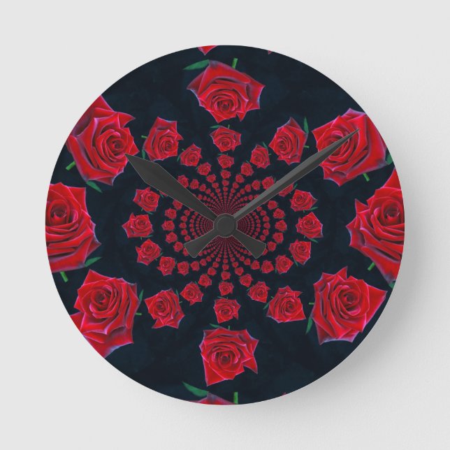 Die Schönheit der Rose: Blumenfantasie Runde Wanduhr (Vorderseite)