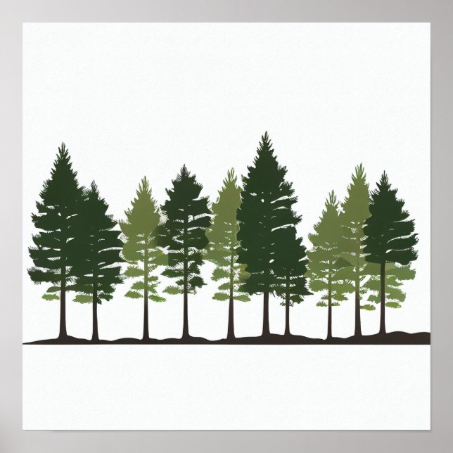 Die Schönheit des Minimalistischen Pinienwaldes Poster (Vorne)