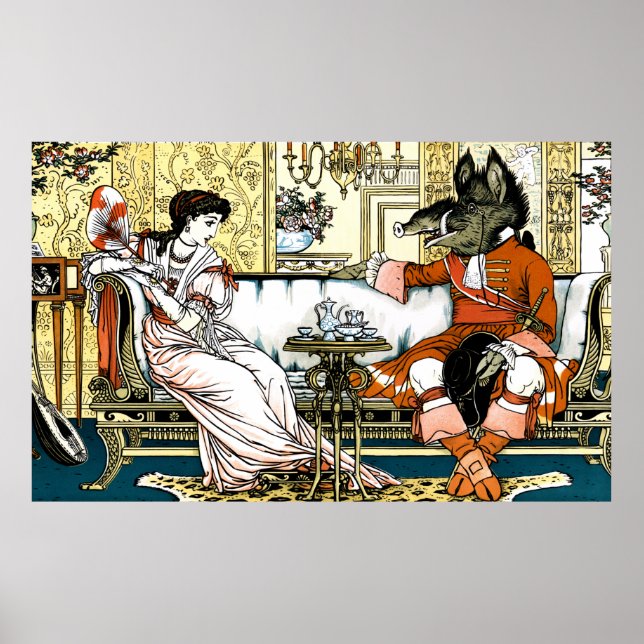 Die Schönheit und das Bestie Art Nouveau Poster (Vorne)