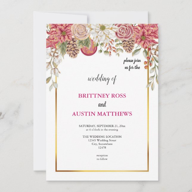 die schönste rosa Hochzeitseinladung Einladung (Vorderseite)