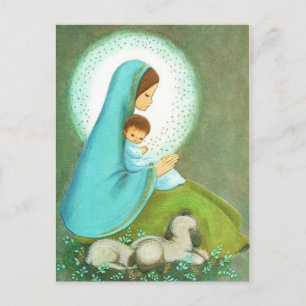 Die schönste Vintage Stadt Madonna & Kind Postkarte