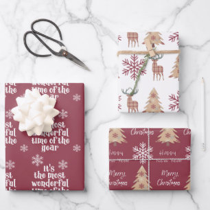 Die schönste Zeit der Waldlandschneeflocke Geschenkpapier Set