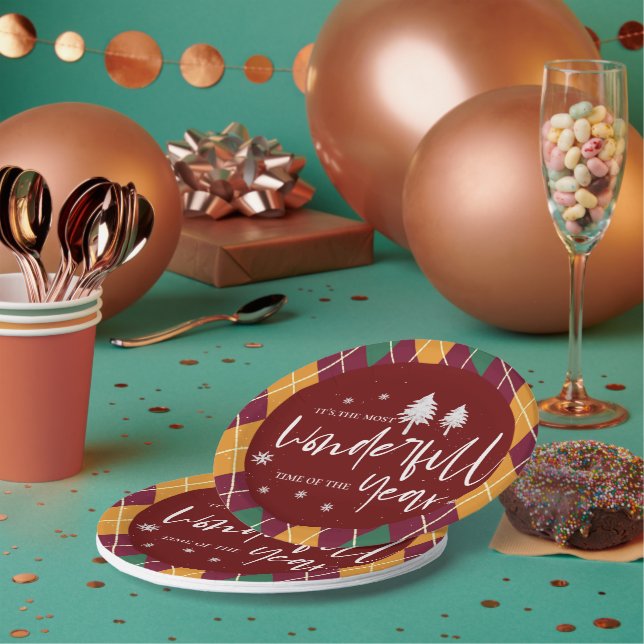 Die schönste Zeit des Jahres Raute Weihnachten Pappteller (Multi)
