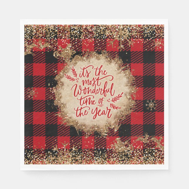 Die schönste Zeit des Jahres Tartan Xmas Serviette (Vorderseite)