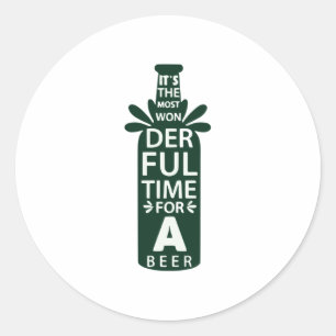 Die schönste Zeit für ein Bier Runder Aufkleber