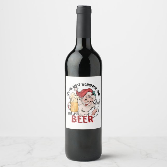 Die schönste Zeit für ein Bier Weinetikett (Vorderseite)