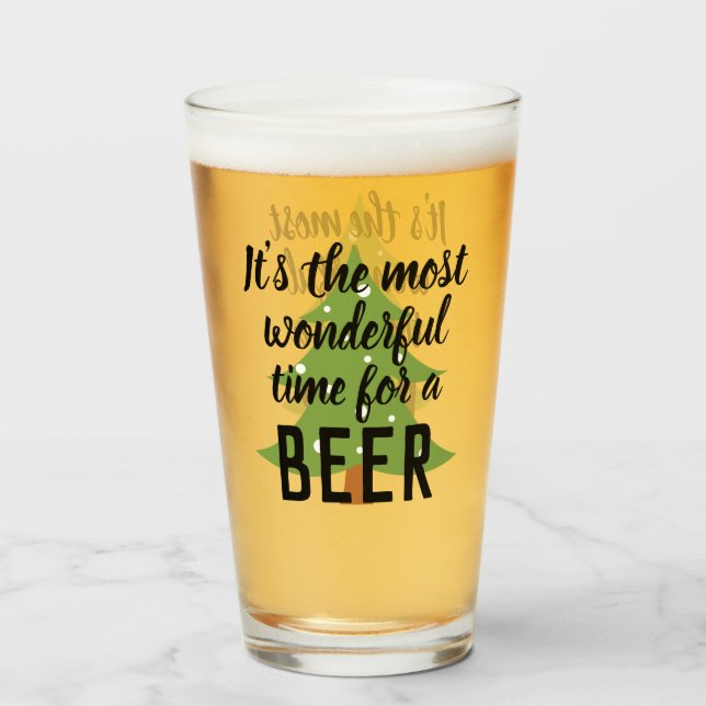 Die schönste Zeit für einen Bierspass Weihnachten Glas (Vorne (Gefüllt))