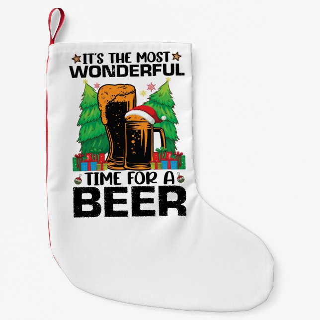 Die schönste Zeit für einen Bierurlaub Kleiner Weihnachtsstrumpf (Vorderseite)
