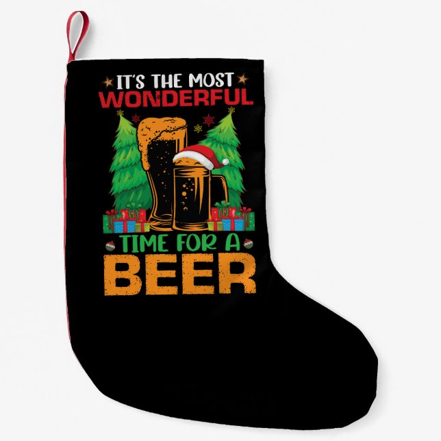 Die schönste Zeit für einen Bierurlaub Kleiner Weihnachtsstrumpf (Vorderseite)