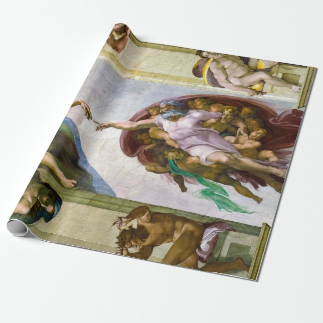 Die Schöpfung Adams durch Michelangelo Geschenkpapier (Ungerollt)