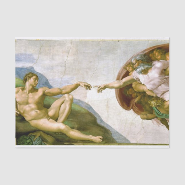 Die Schöpfung Adams durch Michelangelo Seidenpapier (Vorderseite)