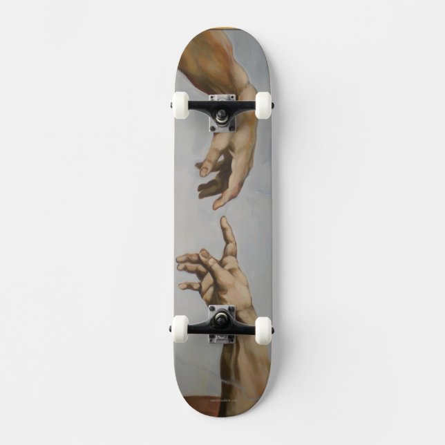 "Die Schöpfung Adams" von Leonardo da Vinci Skateboard (Vorderseite)
